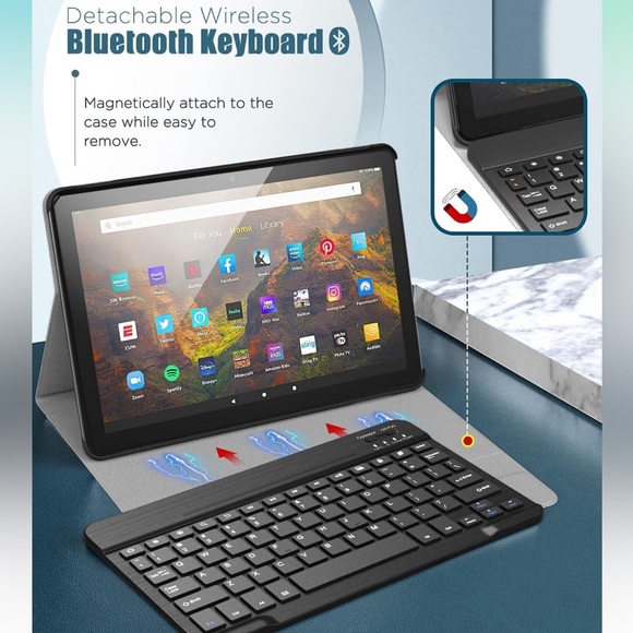 iPad Air 4th Gen 2020 10.9 Inch Trifold Tablet Cover Removable Wireless Keyboard - Picture 7 of 13